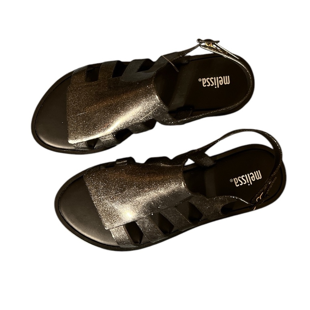 NWOT 
MELISSA BOEMIA black glitter sandals 
size 7 - Picture 4 of 7